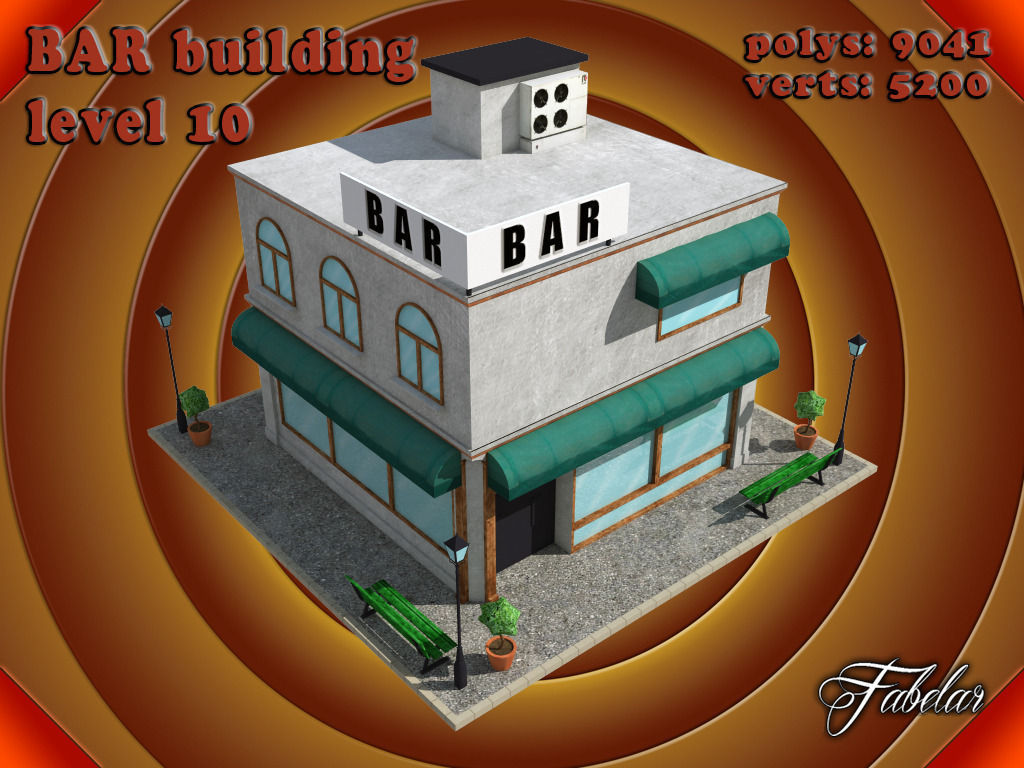 BAR level Low-poly 3D model_1