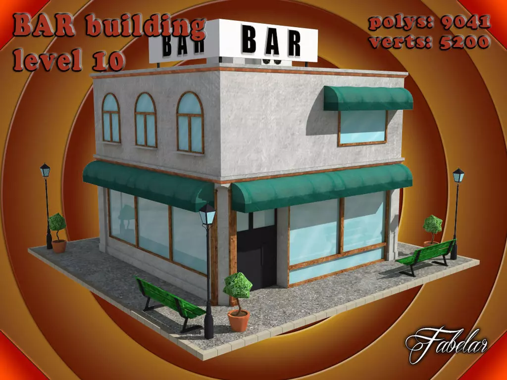 BAR level Low-poly 3D model_0
