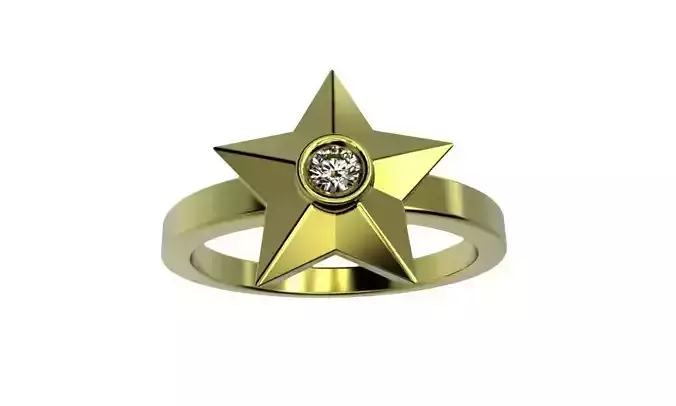 Gold diamond star ring 3d printable Stars jewellery stl 3dm file