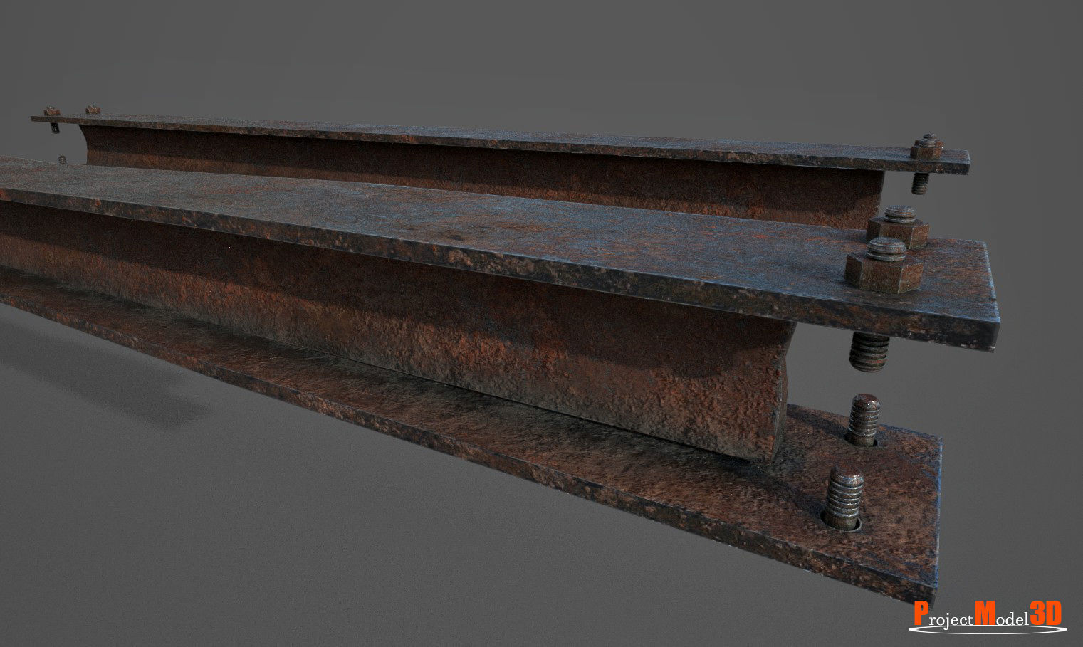 Metal beam Factory Version 001 Low-poly 3D model_1