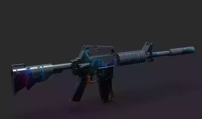 M4a-1 s low-poly rifle paint job