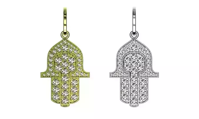 Hamsa gold diamond pendant Hand of Fatima Hand of the Goddess