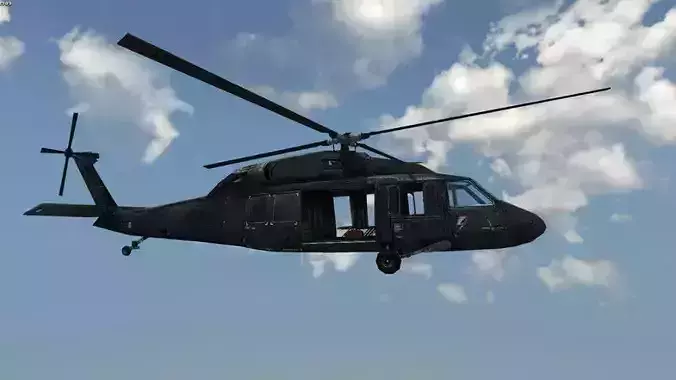 Helicopter Lowpoly Game ready blackhawk Low-poly 3D model