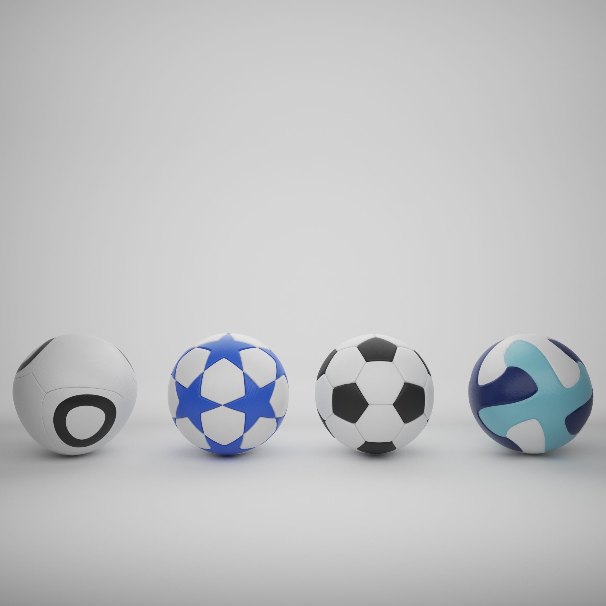 4 Balls soccer ball - soccer ball Free 3D model_1