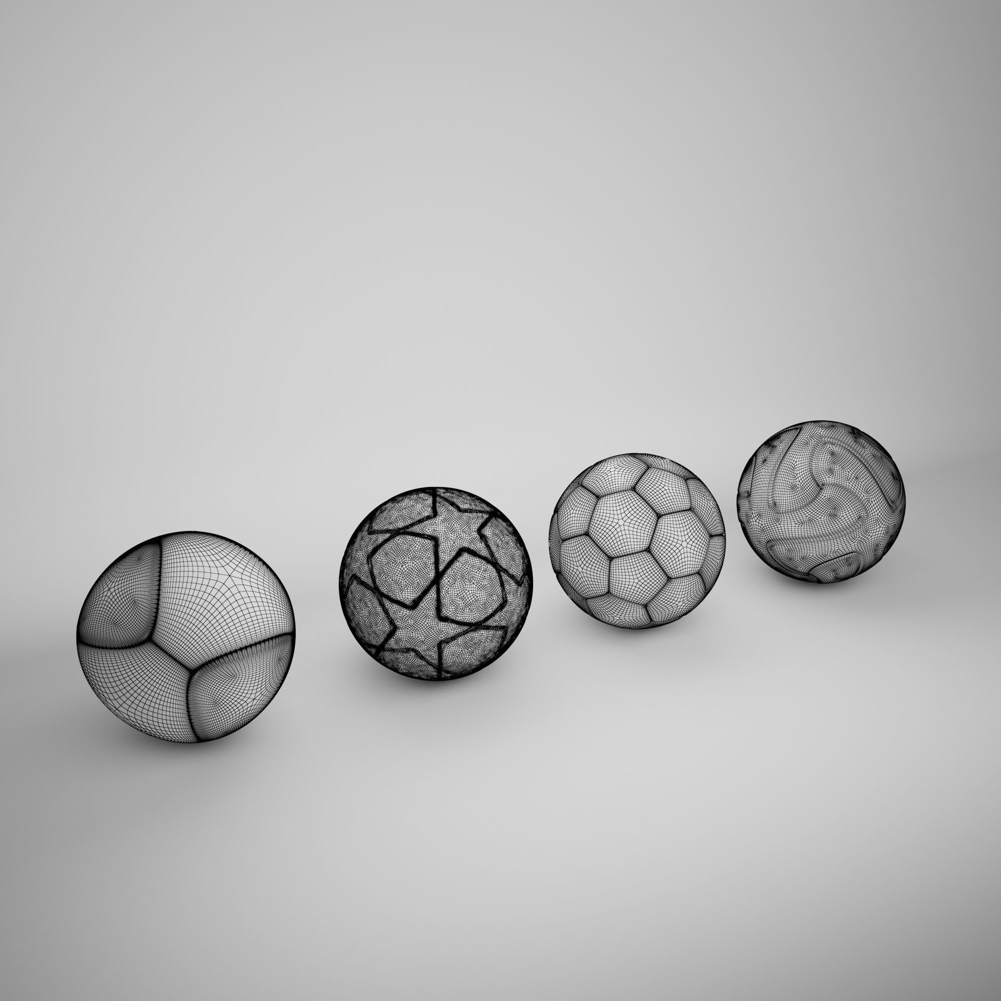4 Balls soccer ball - soccer ball Free 3D model_8