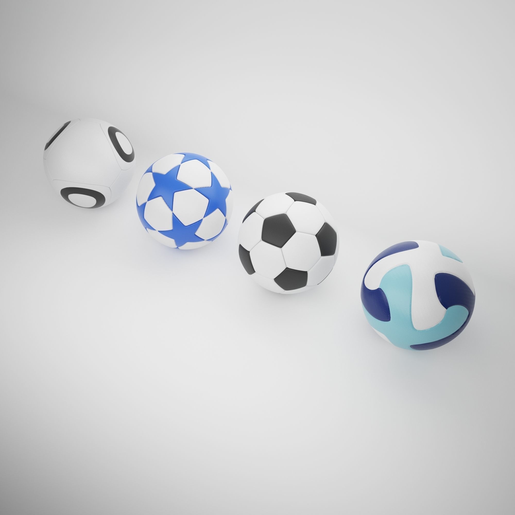 4 Balls soccer ball - soccer ball Free 3D model_7