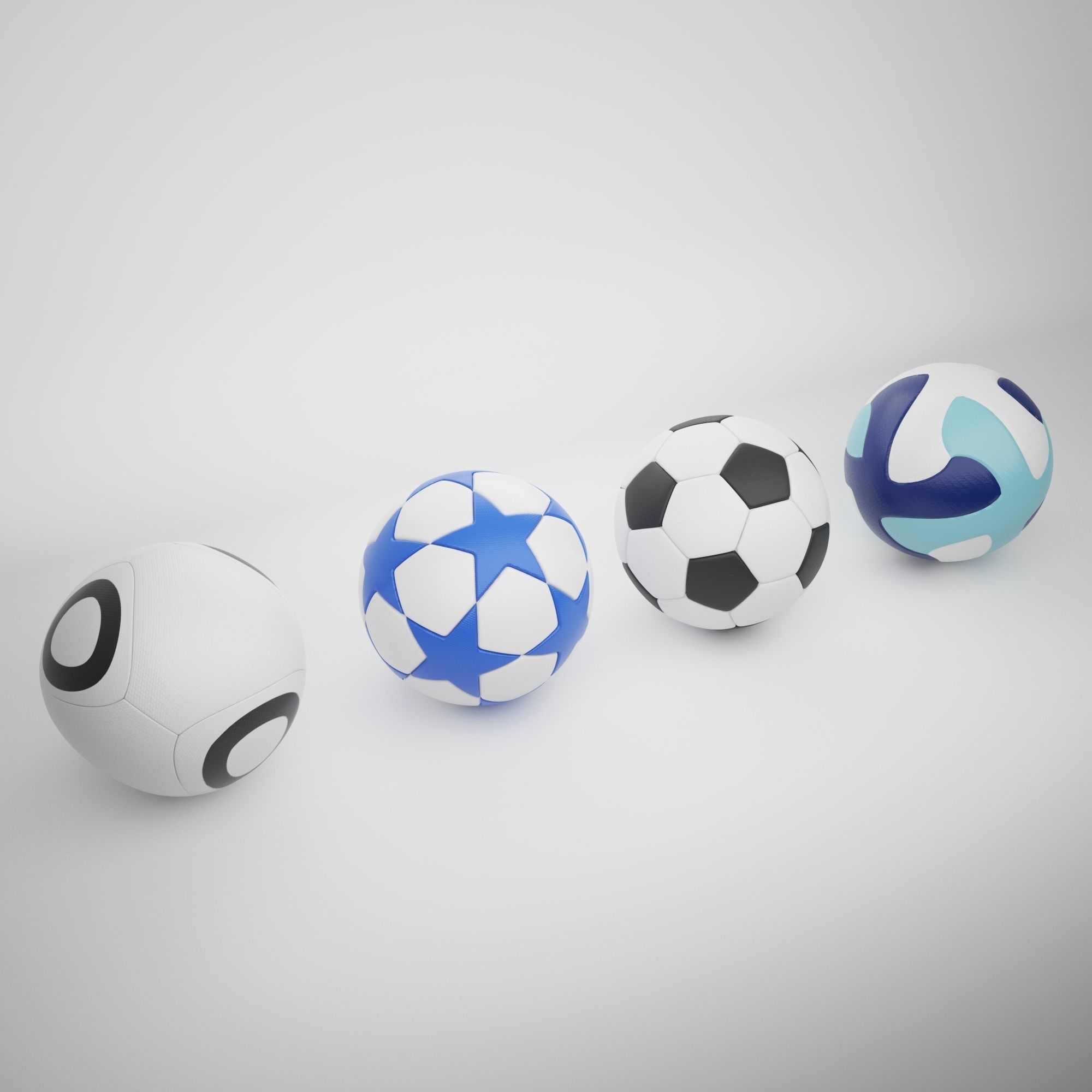 4 Balls soccer ball - soccer ball Free 3D model_2