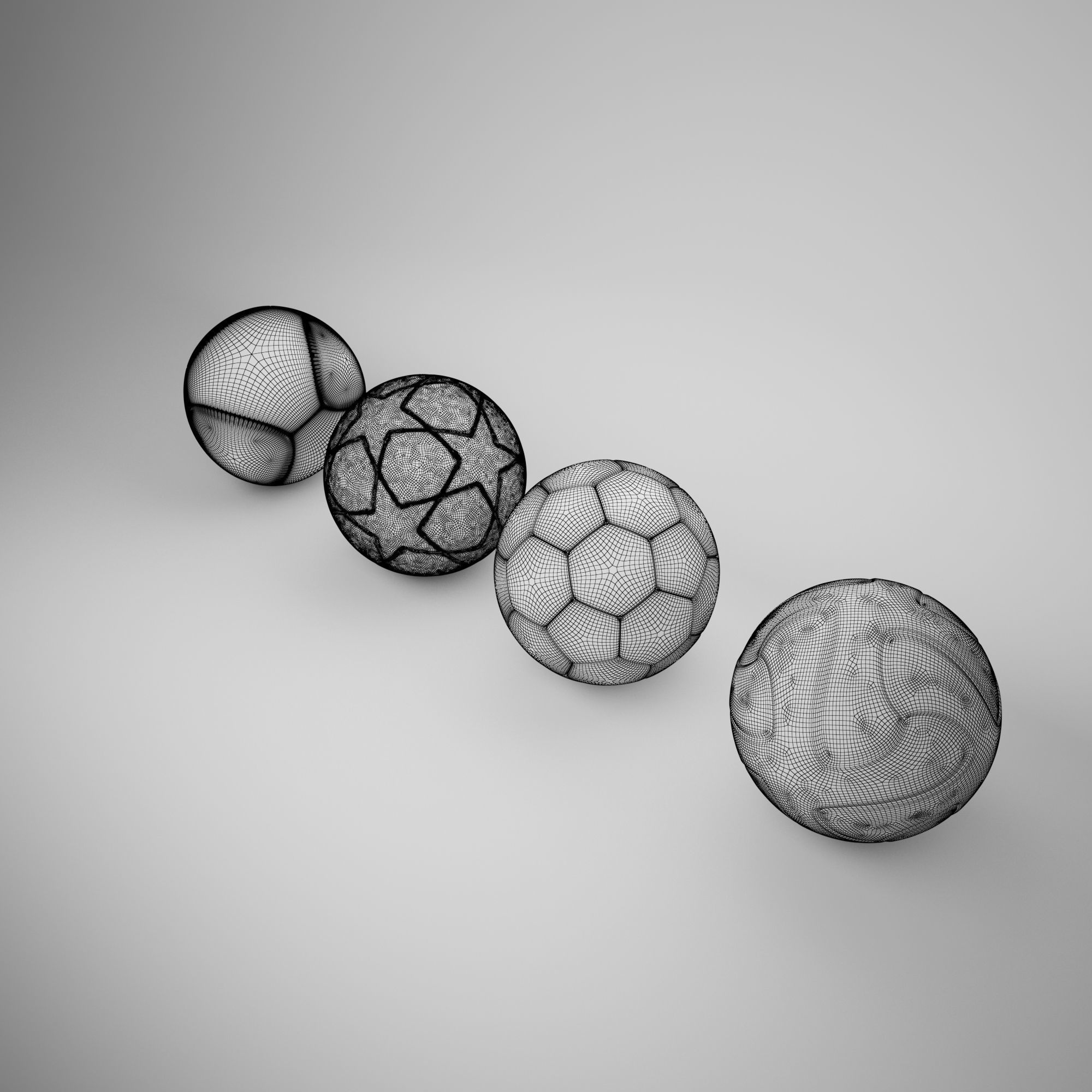 4 Balls soccer ball - soccer ball Free 3D model_9