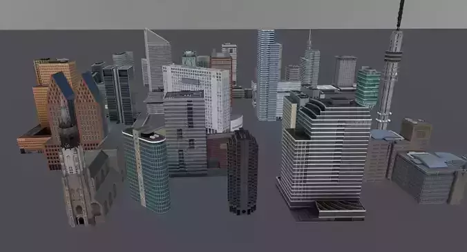Amsterdam High Rise Pack Low-poly 3D model