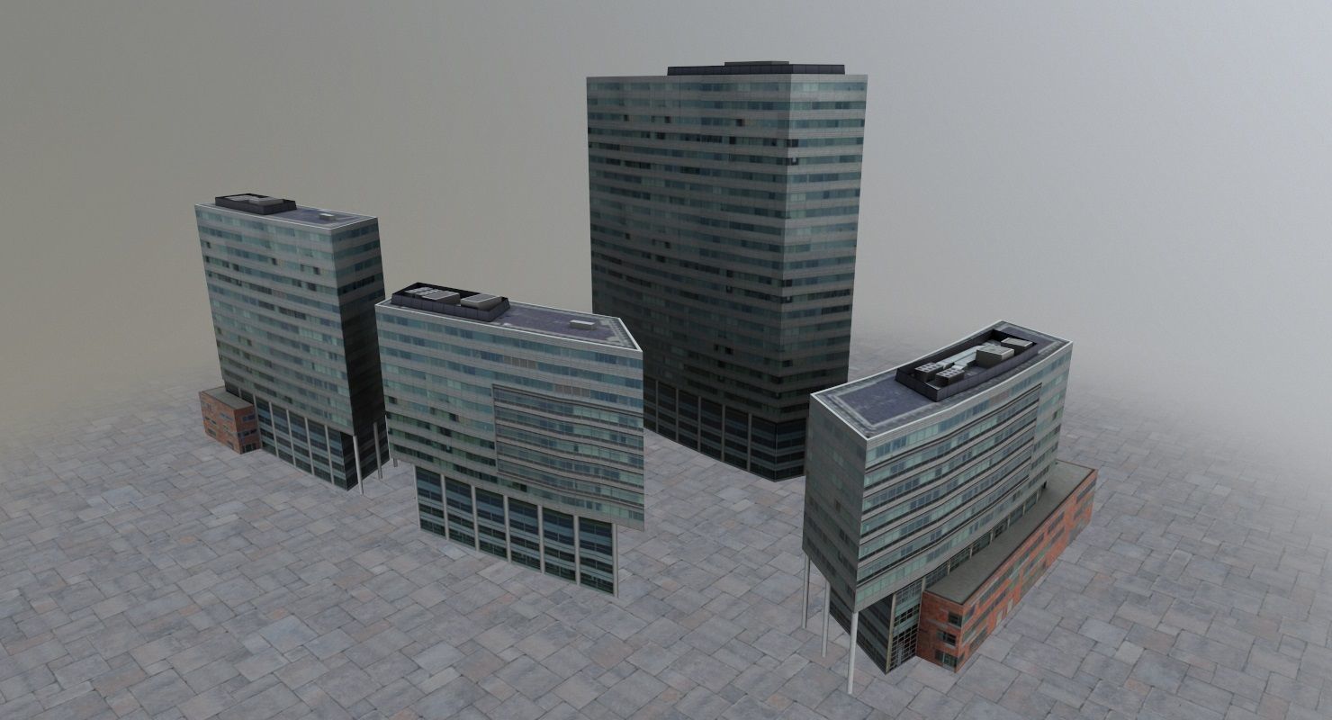 Amsterdam High Rise Pack Low-poly 3D model_6