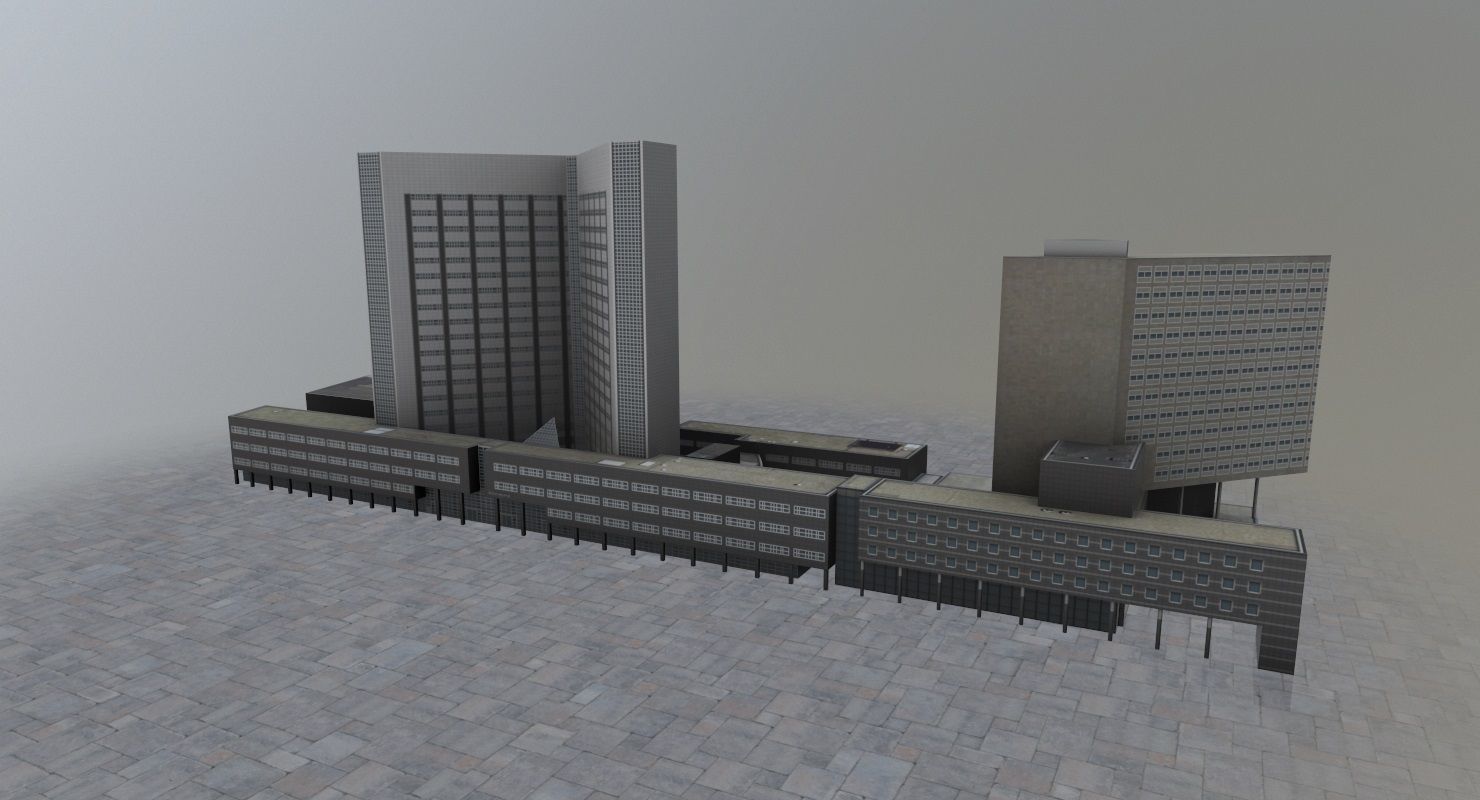 Amsterdam High Rise Pack Low-poly 3D model_7