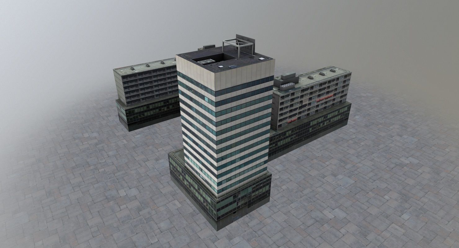 Amsterdam High Rise Pack Low-poly 3D model_35