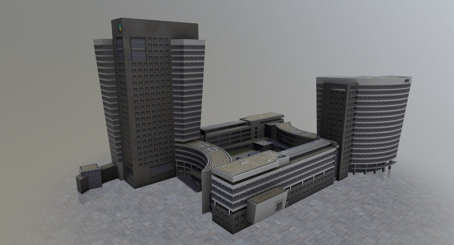 Amsterdam High Rise Pack Low-poly 3D model_3