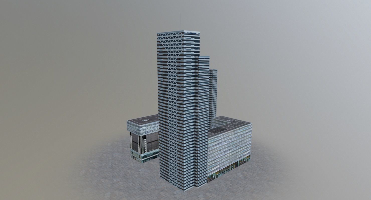 Amsterdam High Rise Pack Low-poly 3D model_50