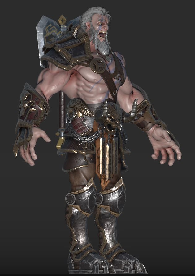 Barbarian warrior 3D model_2