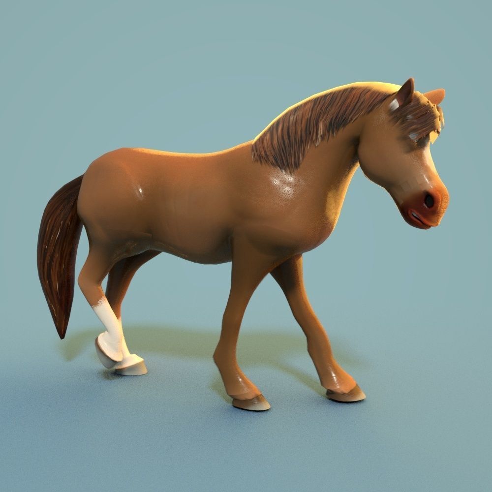 Cartoon Horse Low-poly 3D model_3