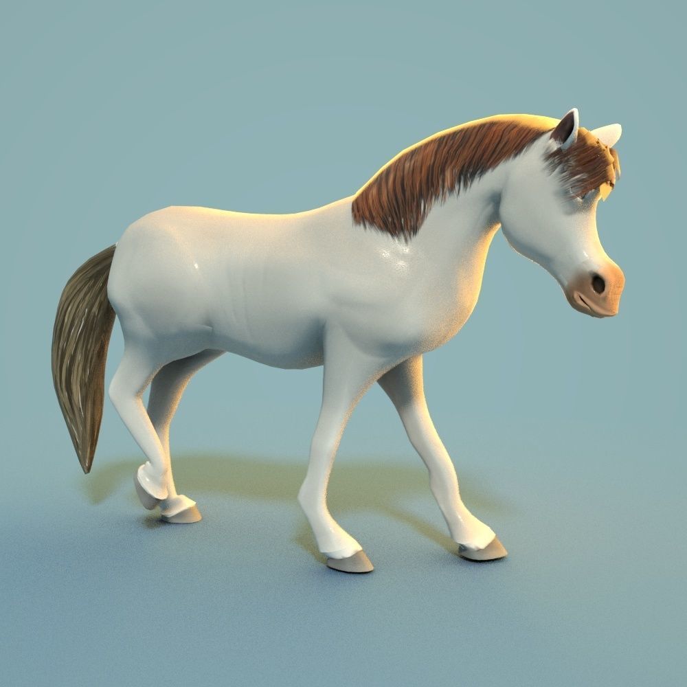 Cartoon Horse Low-poly 3D model_4