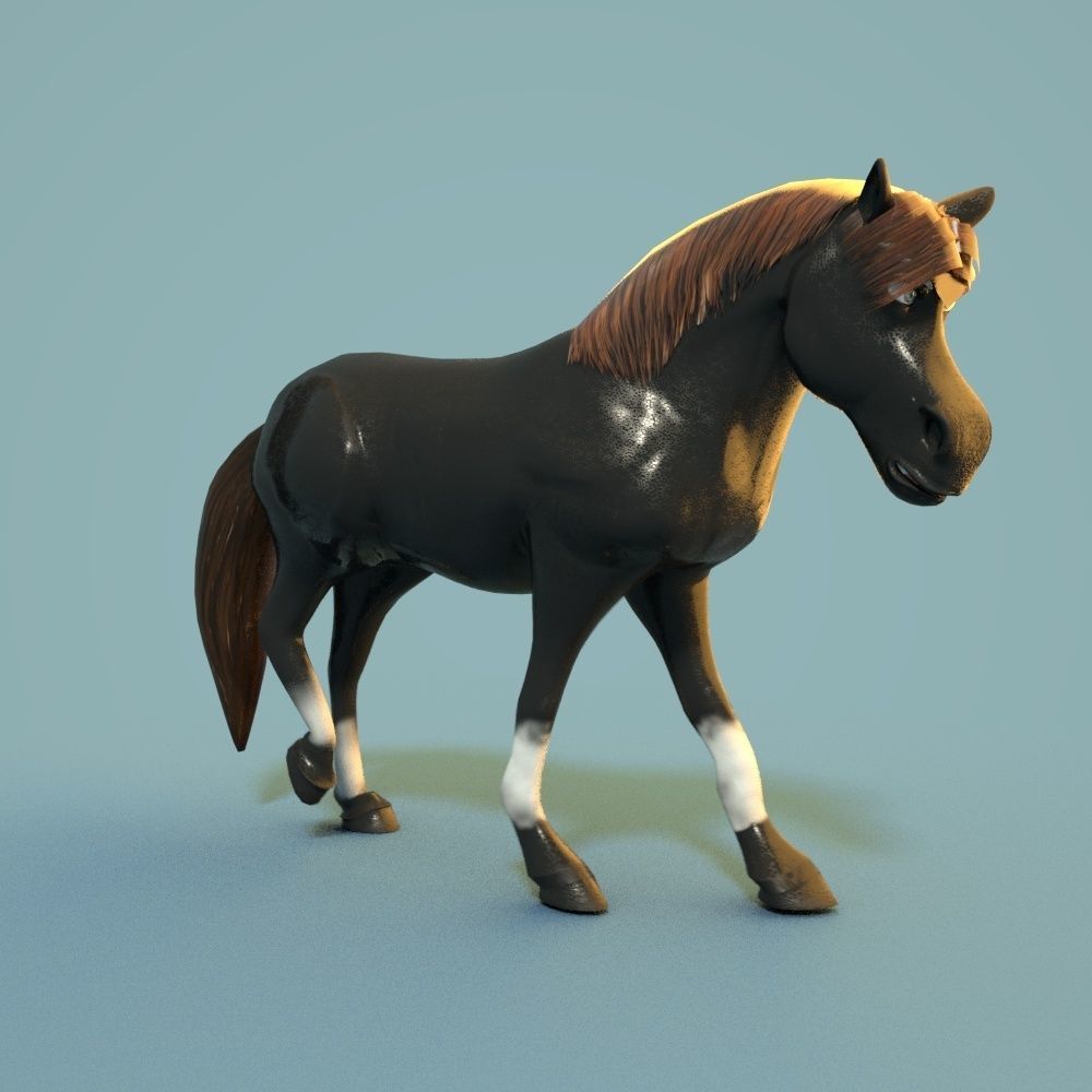 Cartoon Horse Low-poly 3D model_5