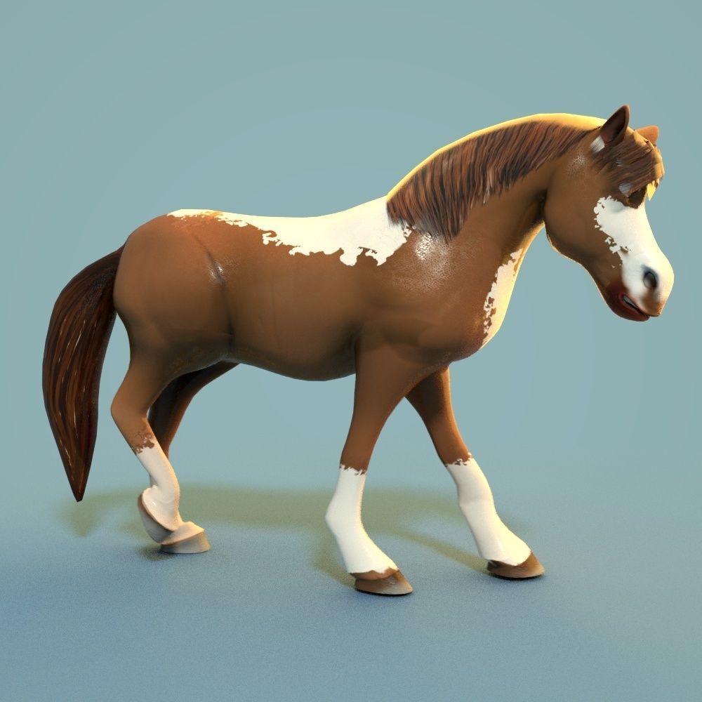 Cartoon Horse Low-poly 3D model_6