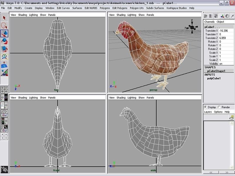 hen chicken Low-poly 3D model_5