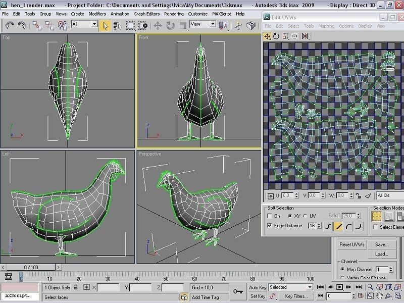 hen chicken Low-poly 3D model_6