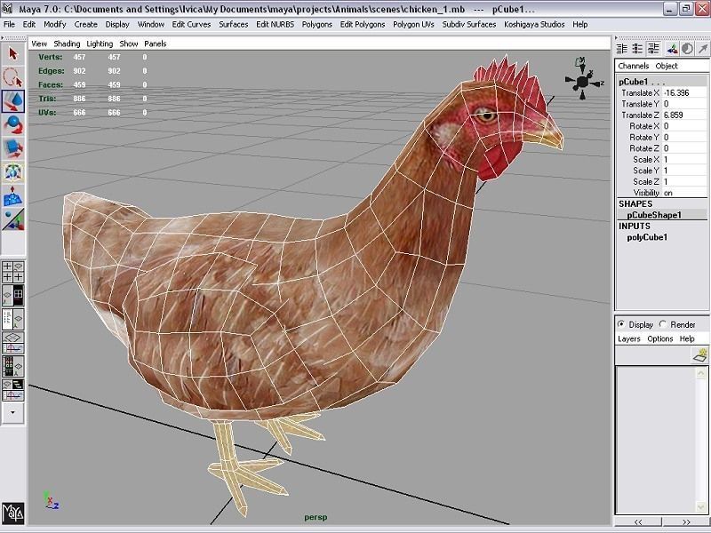 hen chicken Low-poly 3D model_4