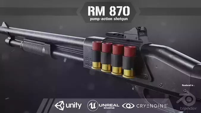 RM 870 Shotgun Low-poly 3D model