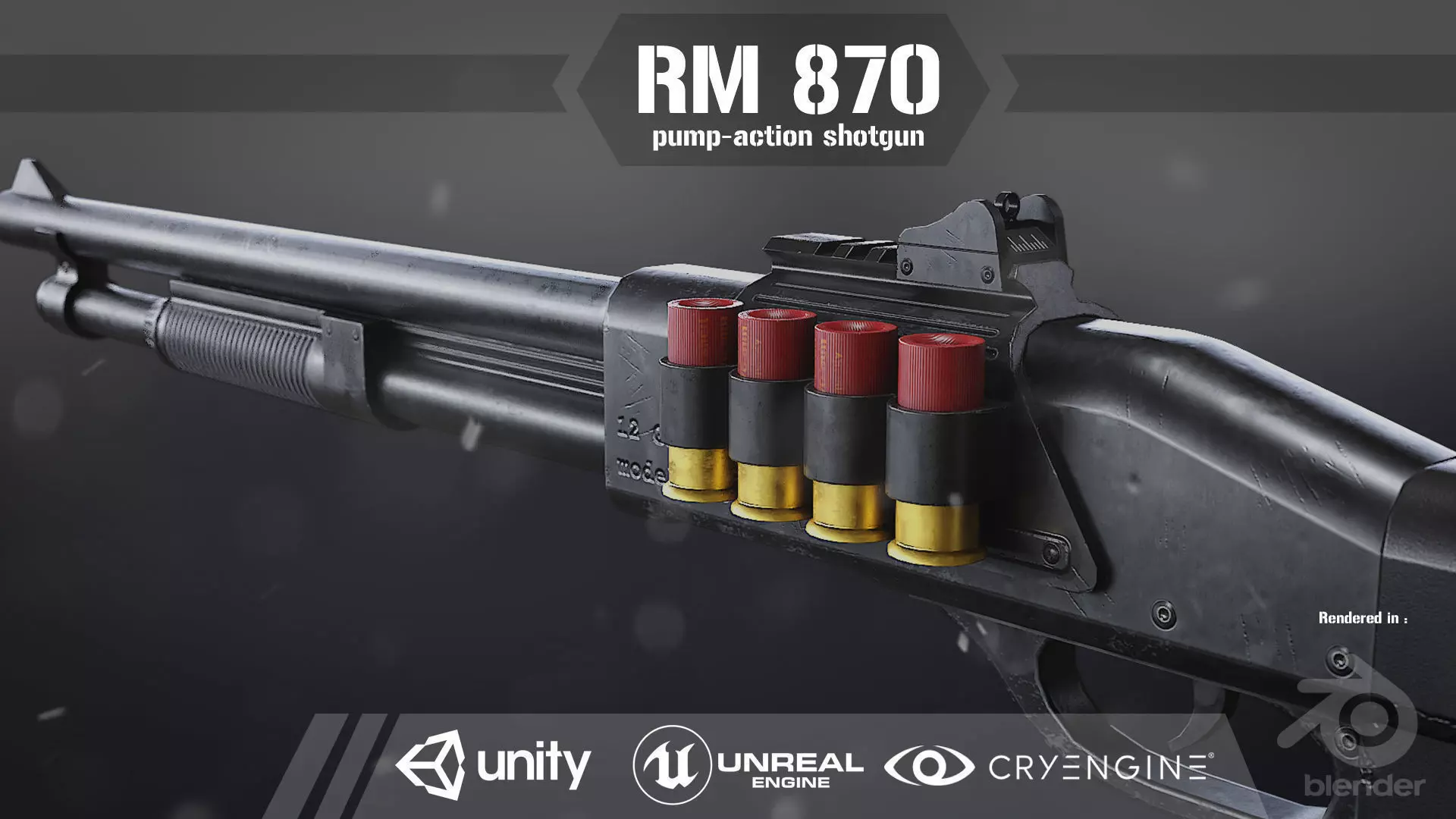 RM 870 Shotgun Low-poly 3D model_0
