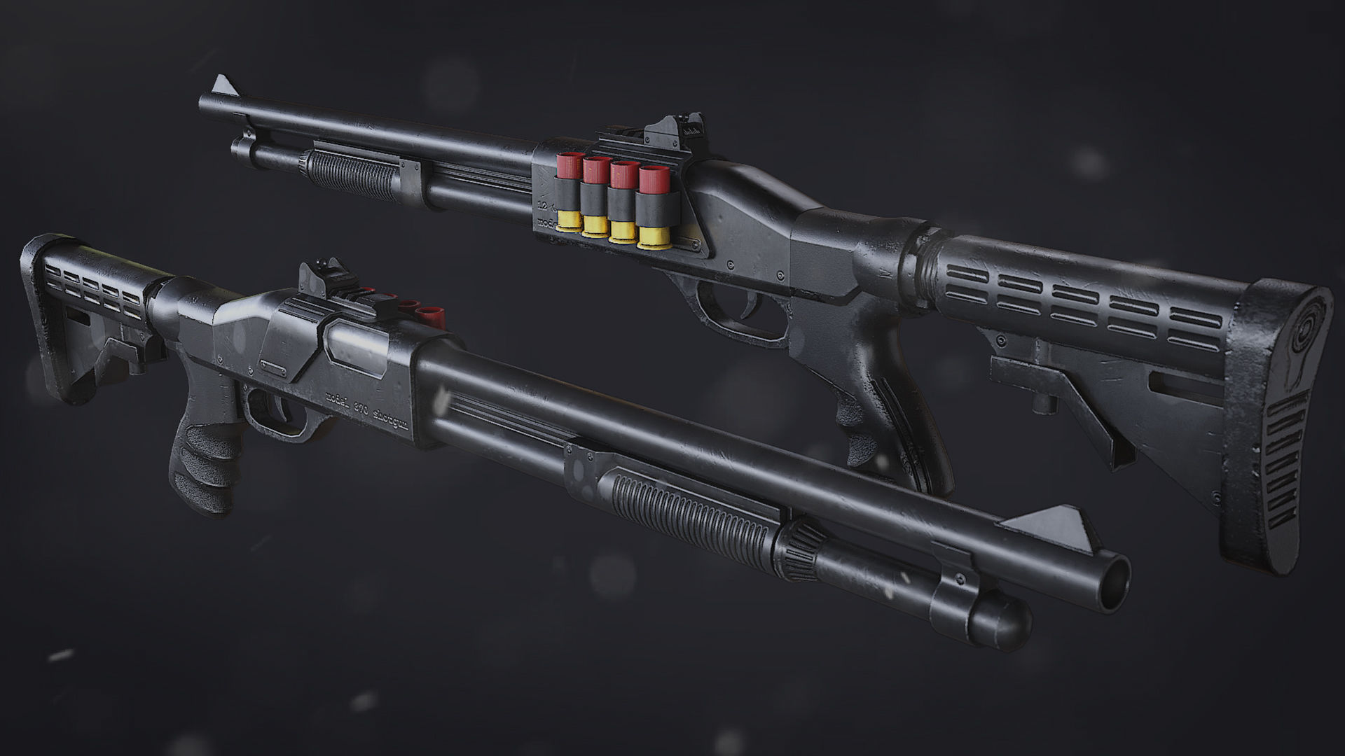 RM 870 Shotgun Low-poly 3D model_5