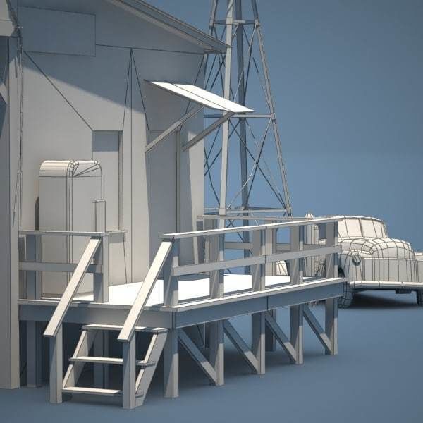 Old Farm and Shop Game Ready Low-poly 3D model_7