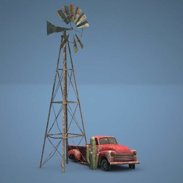 Old Farm and Shop Game Ready Low-poly 3D model_4