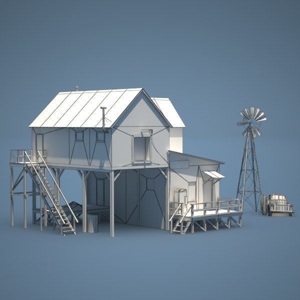 Old Farm and Shop Game Ready Low-poly 3D model_5