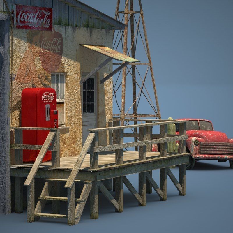 Old Farm and Shop Game Ready Low-poly 3D model_2