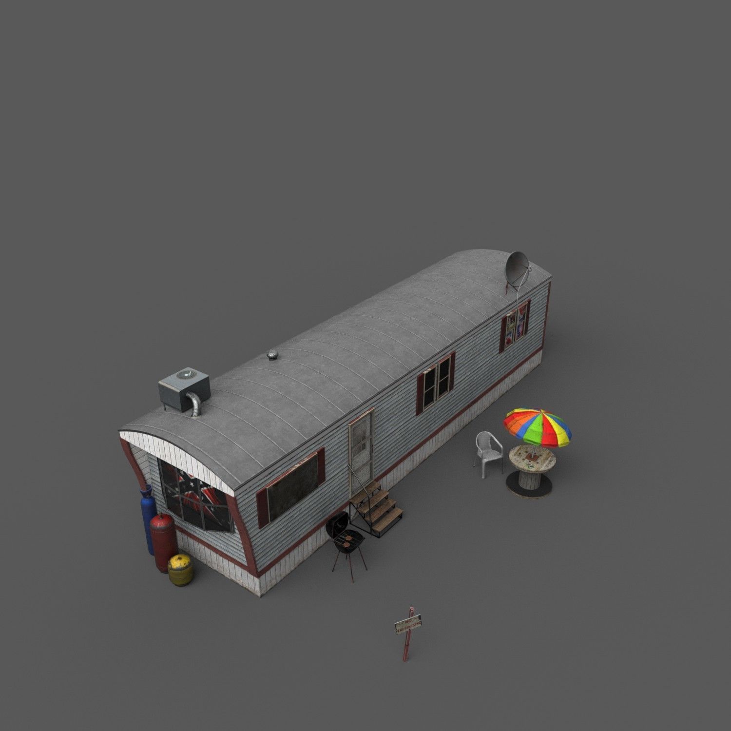 Mobile Home Game Ready Low-poly 3D model_16