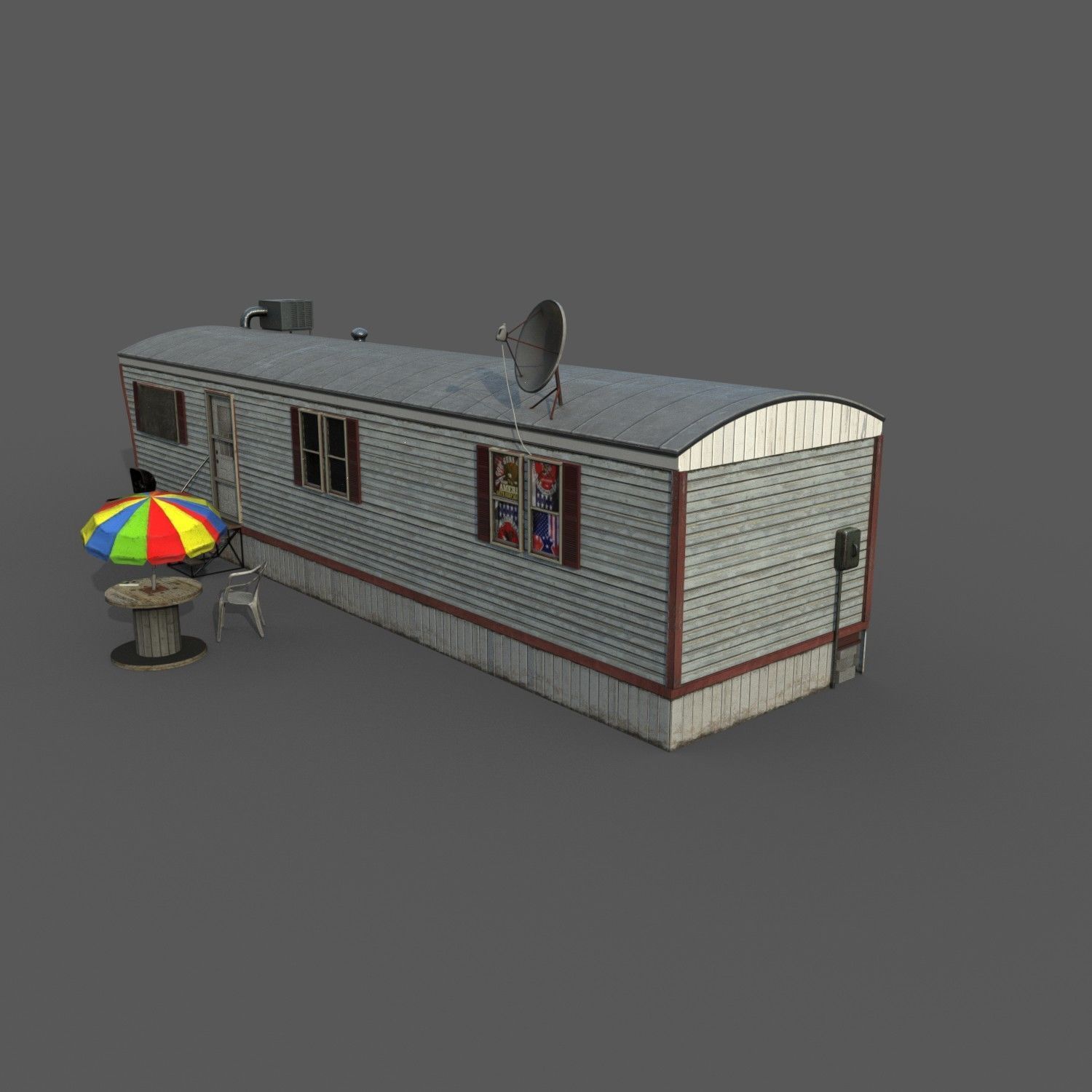 Mobile Home Game Ready Low-poly 3D model_3