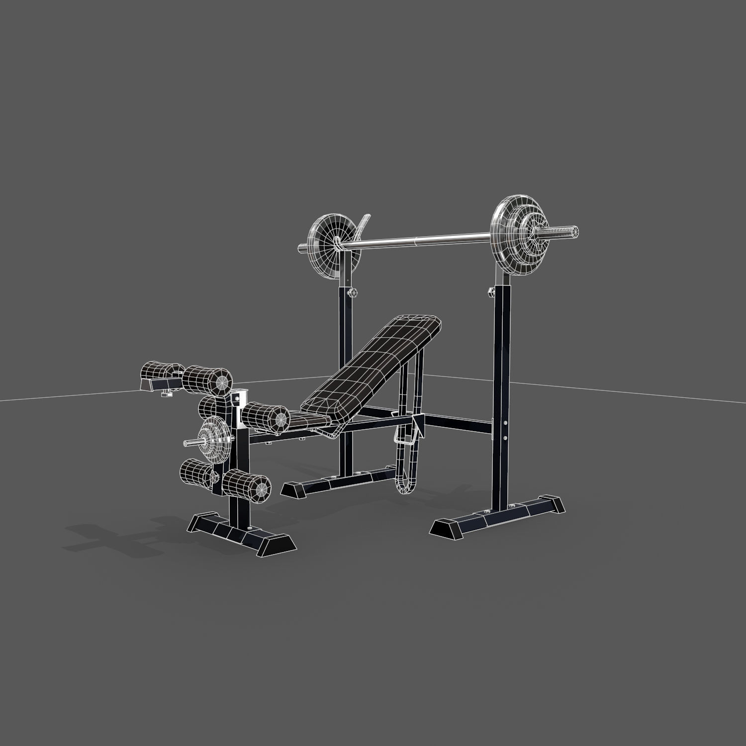 Lifting Bench Game Ready Low-poly 3D model_18