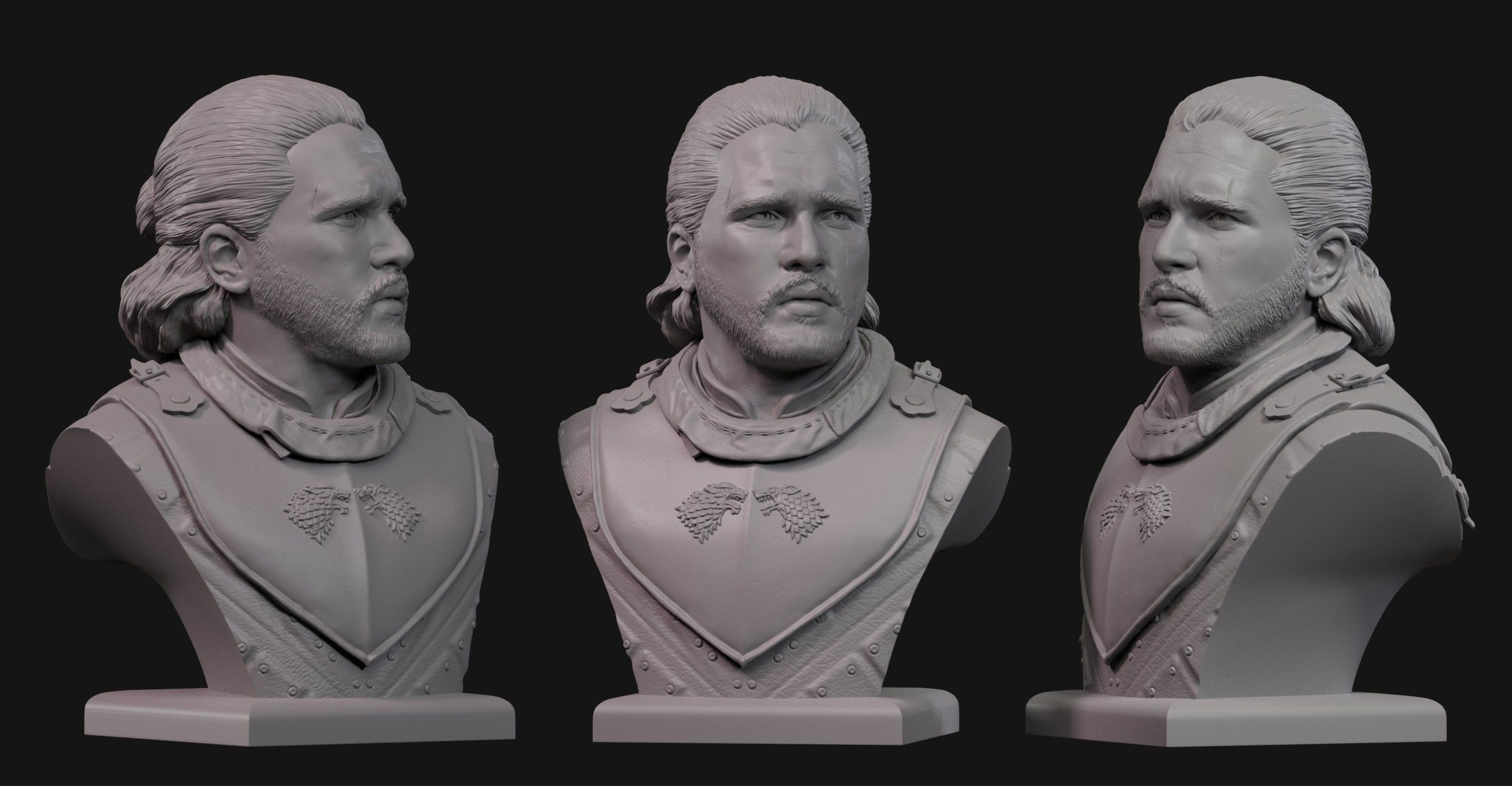 Jon Snow bust 3 3D print model_0