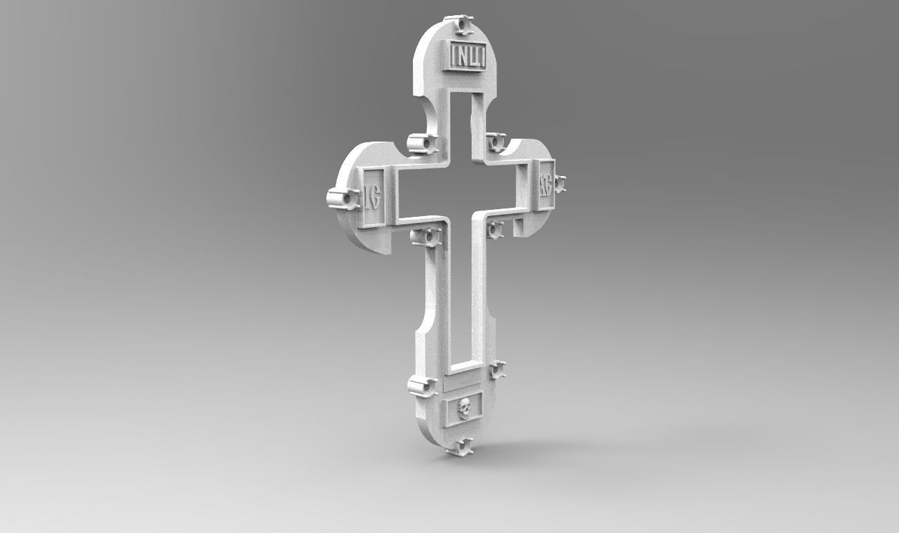 RUSSIAN RELIGIOUS CROSS 17 FOR STONE with GEMS 3D print model_10