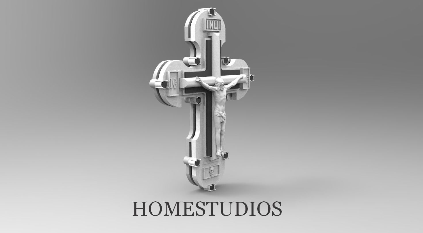 RUSSIAN RELIGIOUS CROSS 17 FOR STONE with GEMS 3D print model_2