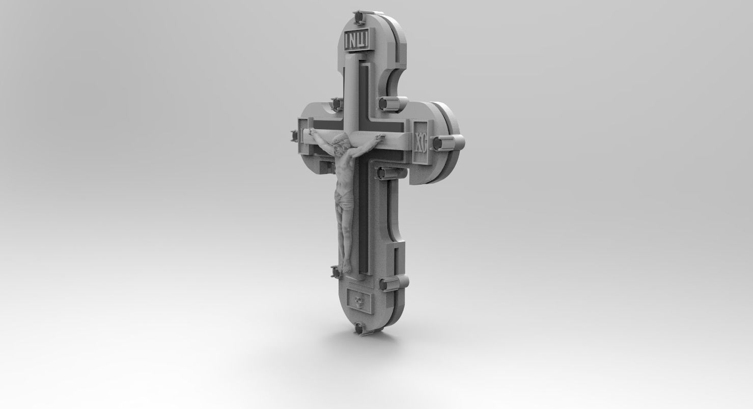 RUSSIAN RELIGIOUS CROSS 17 FOR STONE with GEMS 3D print model_4