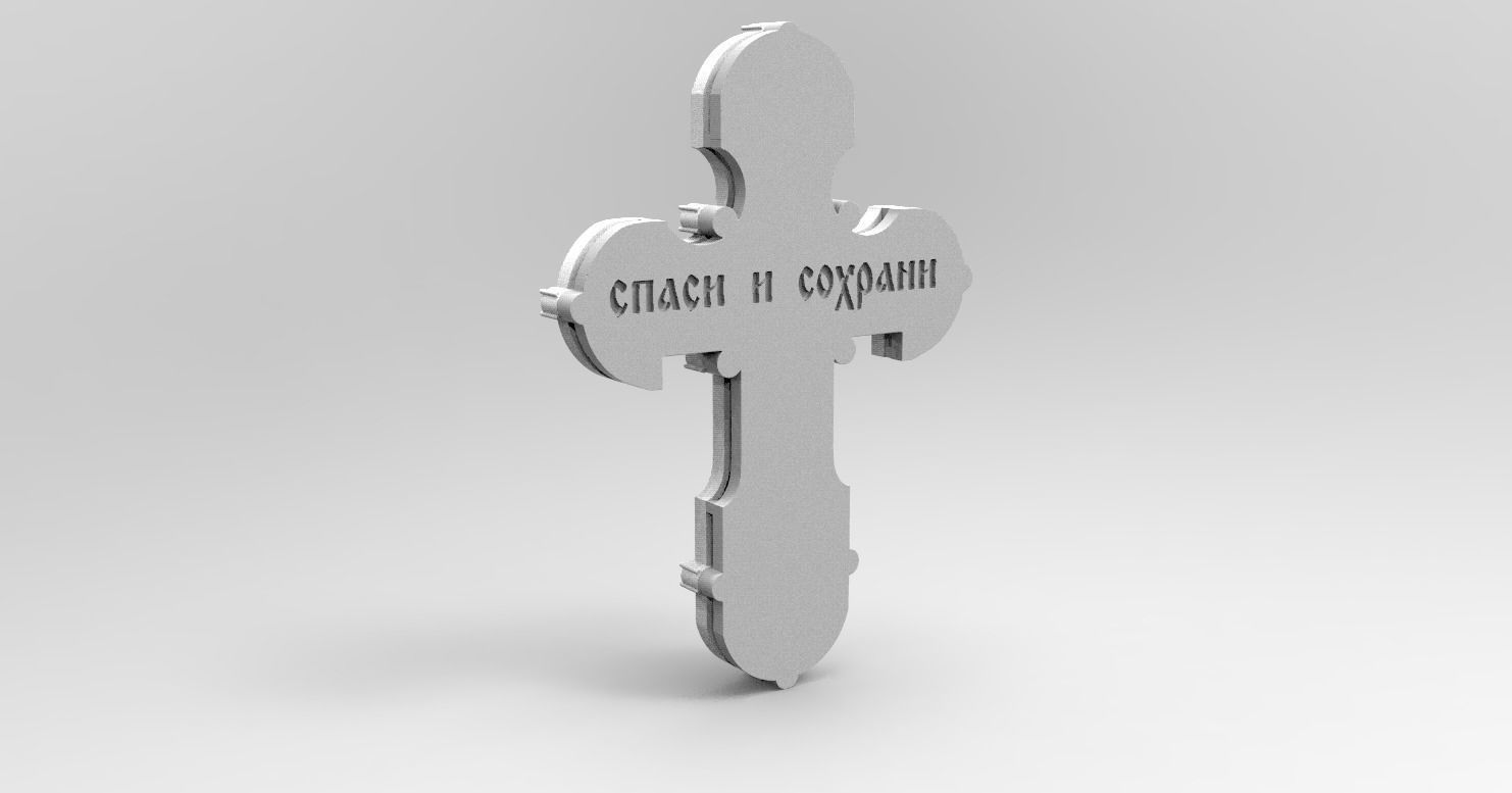 RUSSIAN RELIGIOUS CROSS 17 FOR STONE with GEMS 3D print model_7
