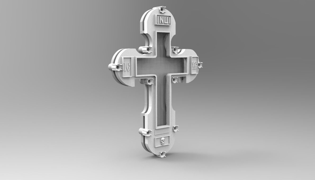 RUSSIAN RELIGIOUS CROSS 17 FOR STONE with GEMS 3D print model_9