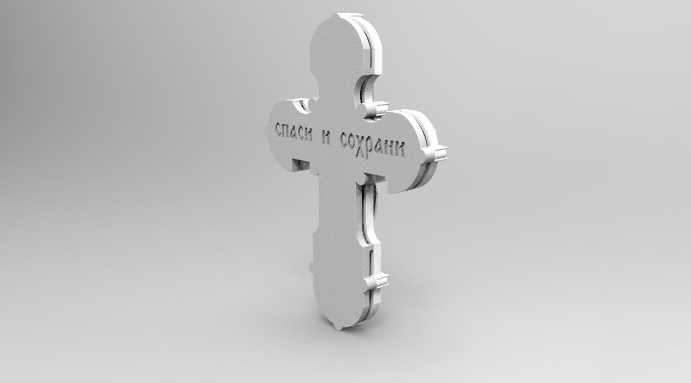 RUSSIAN RELIGIOUS CROSS 17 FOR STONE with GEMS 3D print model_8