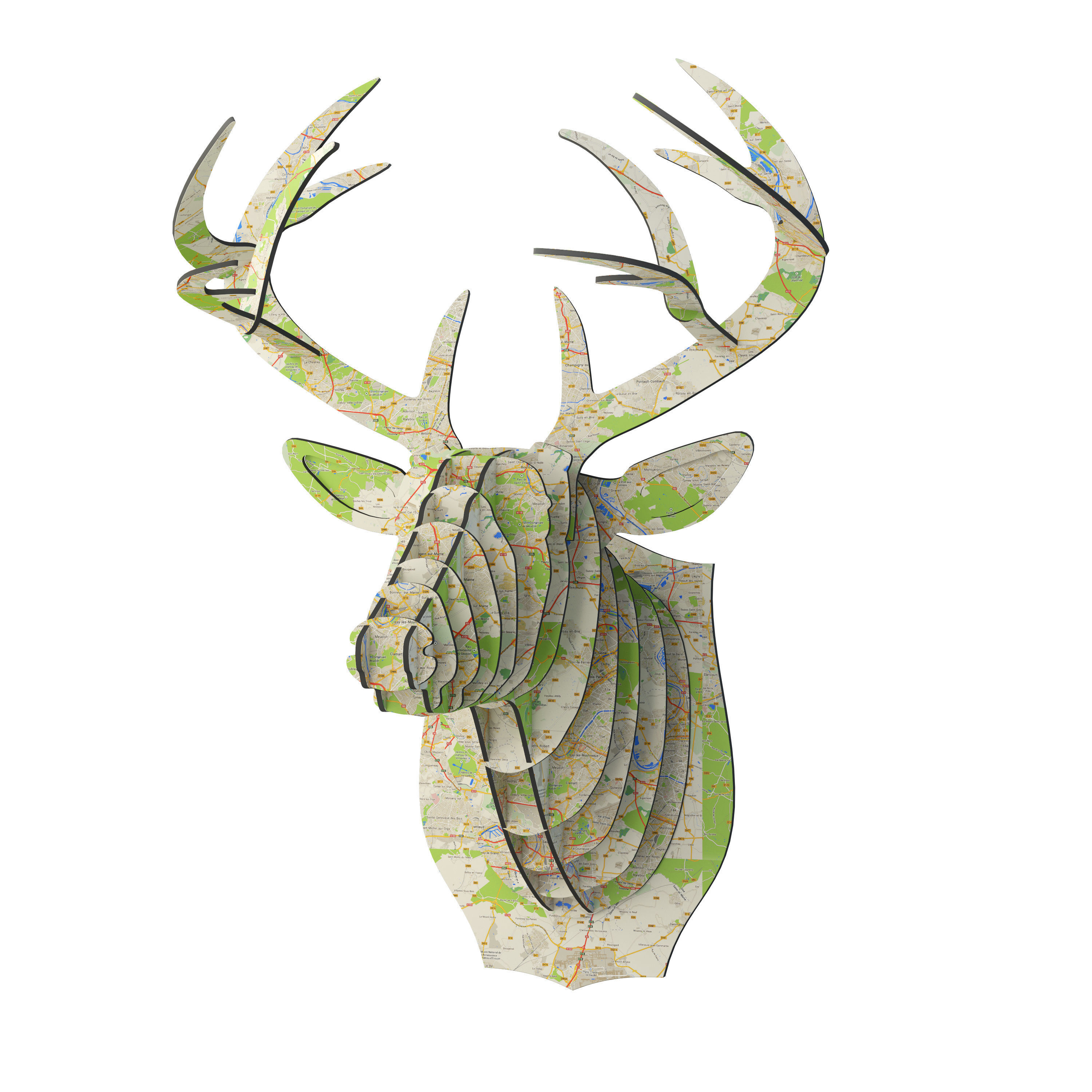 Bucky Cardboard Deer Head 3D model_2