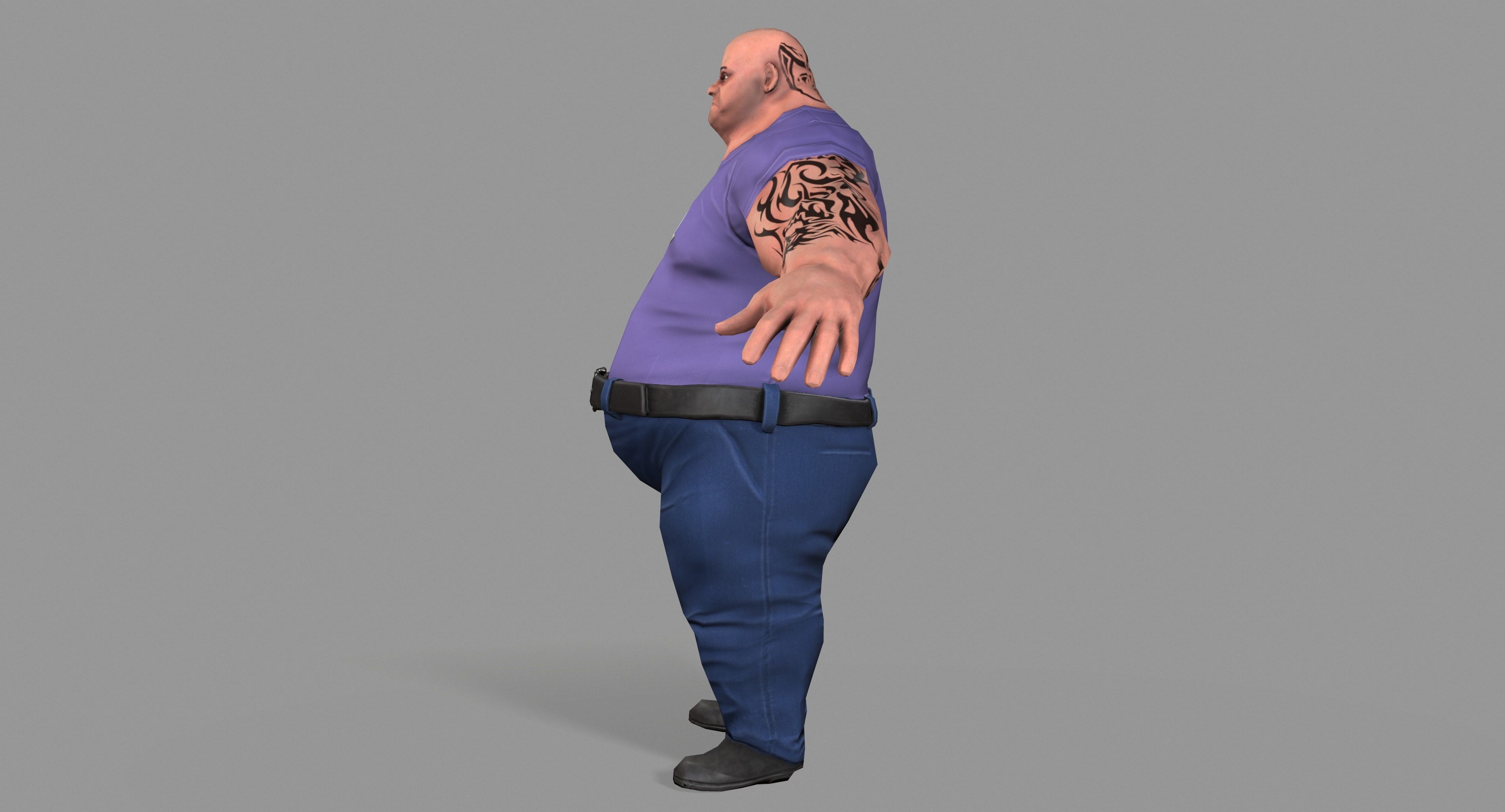 Fat Gangster Low-poly 3D model_7