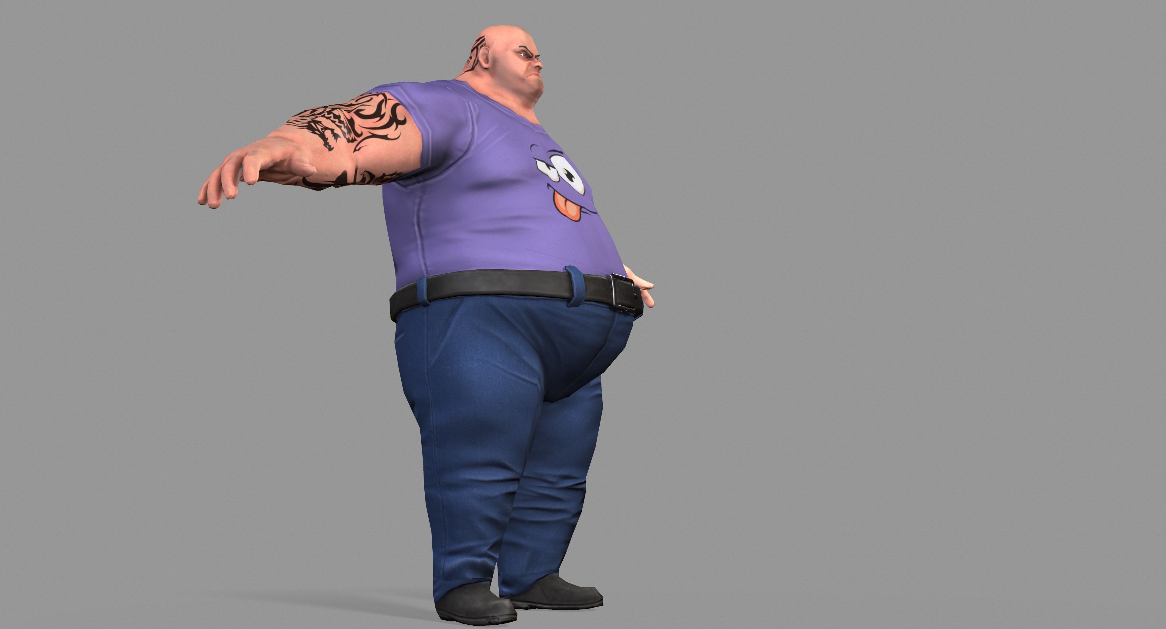 Fat Gangster Low-poly 3D model_18