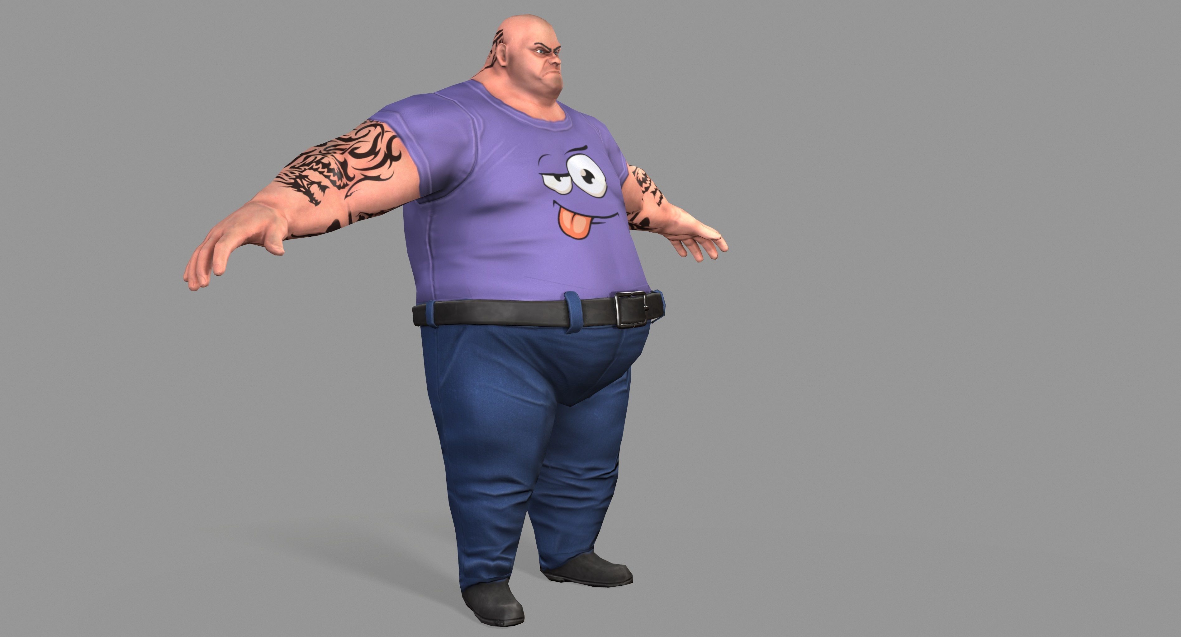 Fat Gangster Low-poly 3D model_2