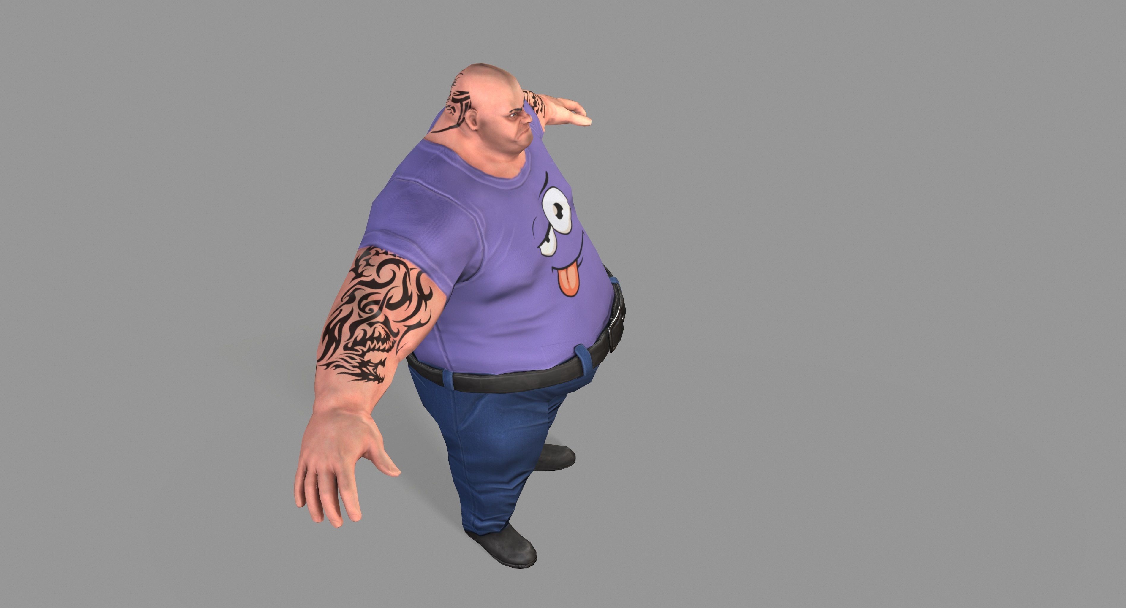 Fat Gangster Low-poly 3D model_11