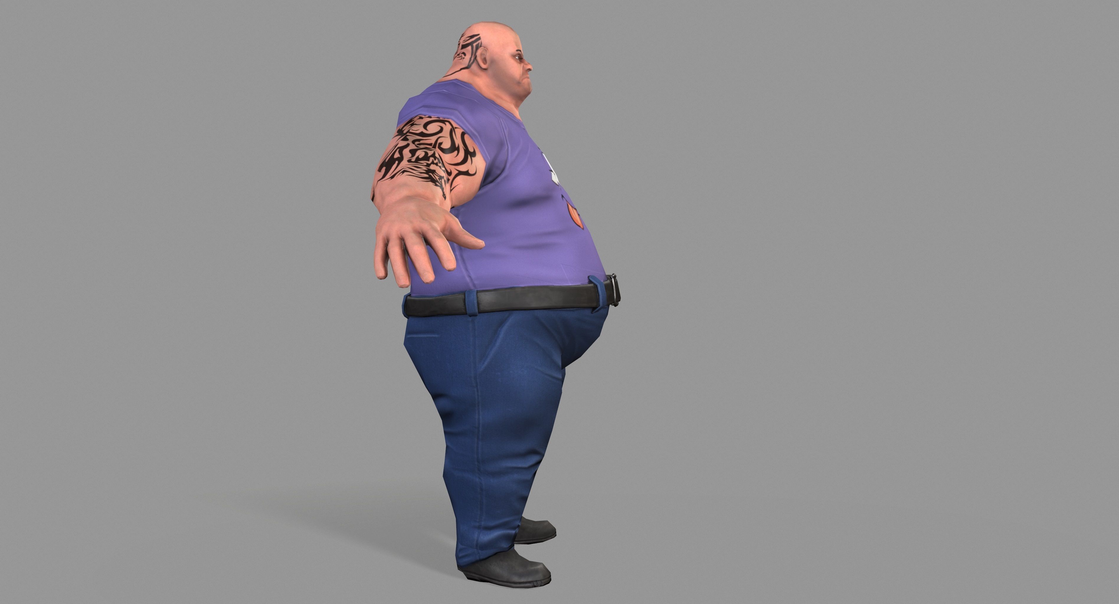 Fat Gangster Low-poly 3D model_3