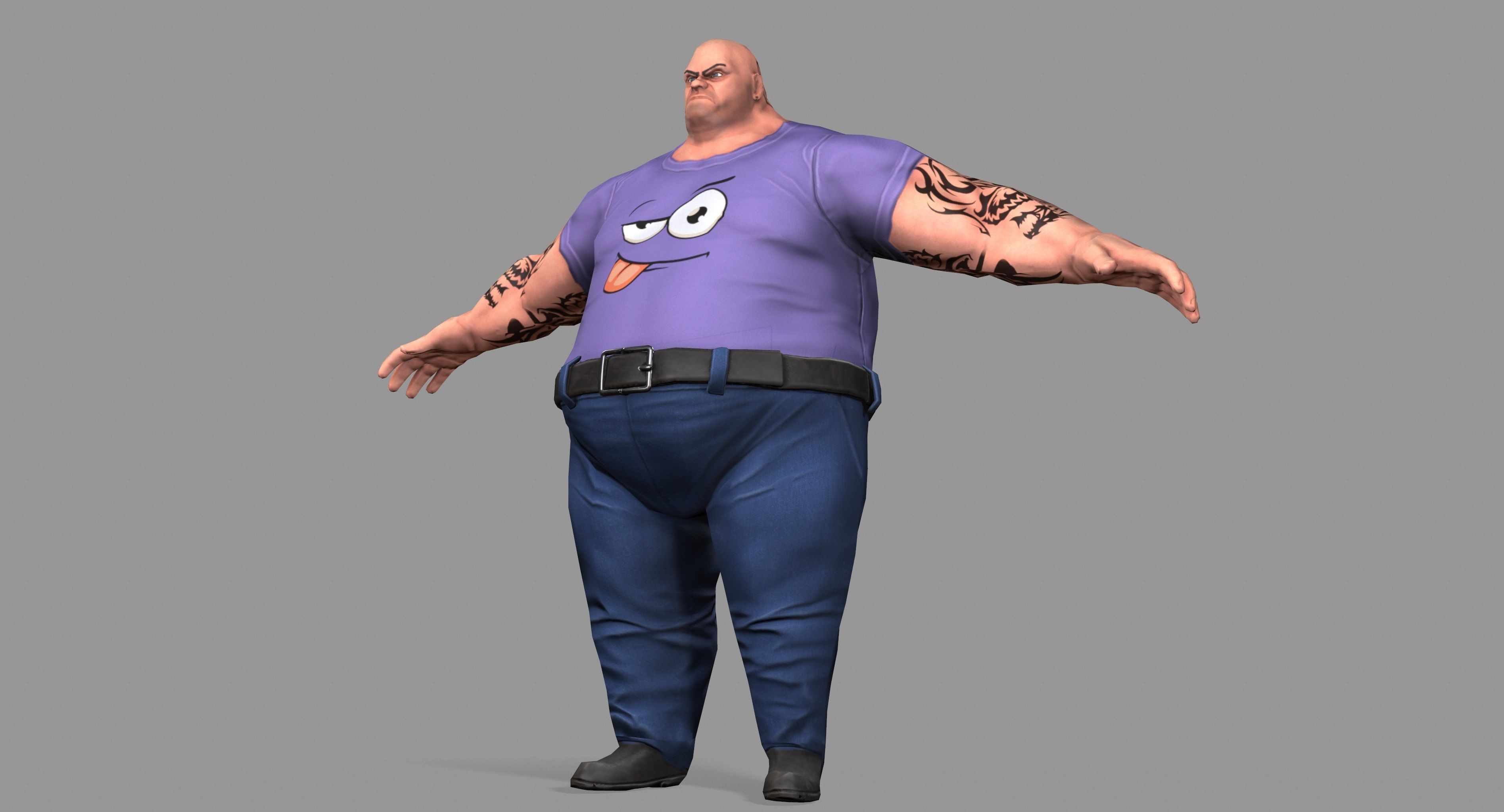 Fat Gangster Low-poly 3D model_24